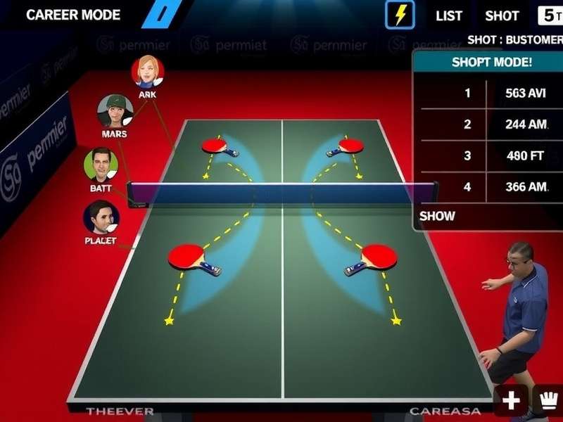 Premier Paddle Champion gameplay screenshot showing intense table tennis action