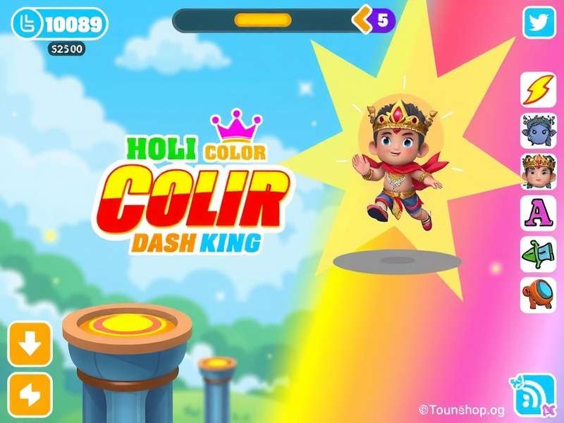 Holi Color Dash King gameplay showing colorful interface and character