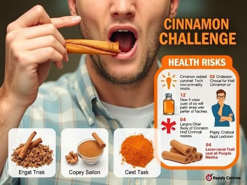 Cinnamon Challenge demonstration showing participant attempting to swallow cinnamon