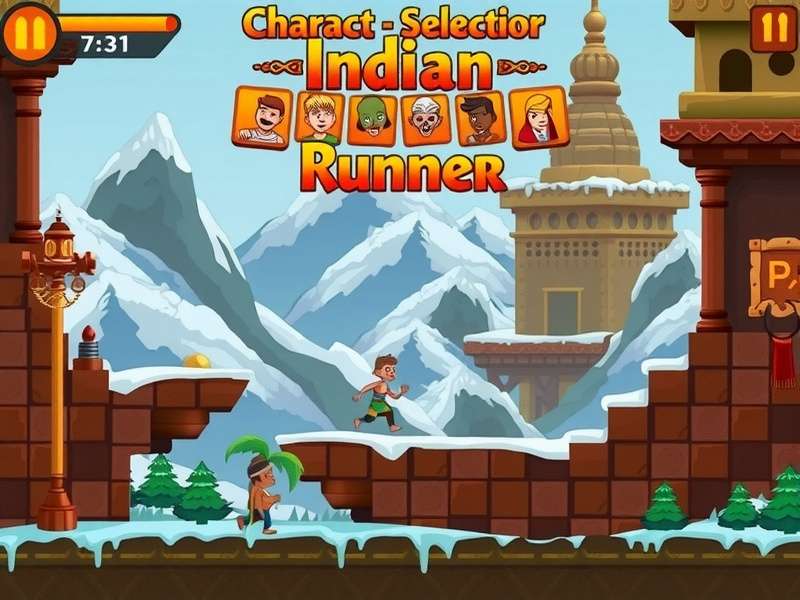 Indian Temple Runner mountain temple environment with snowy peaks