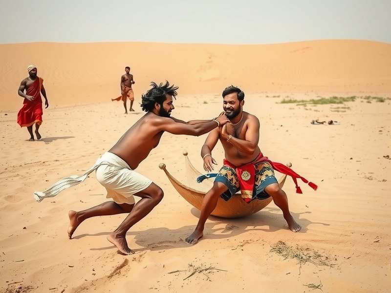 Indian Dune Fight match in progress showing technique application