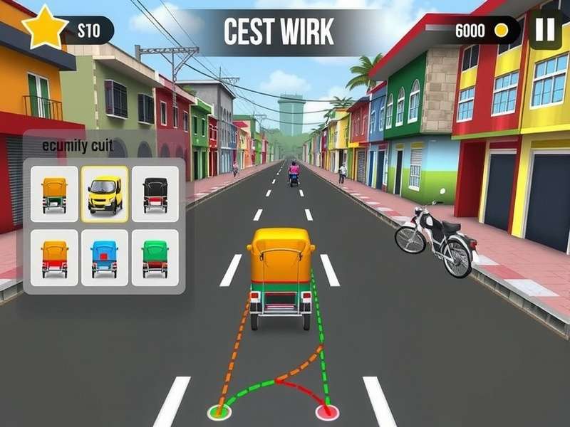 Rickshaw Racer Pro gameplay screenshot showing colorful Indian streets