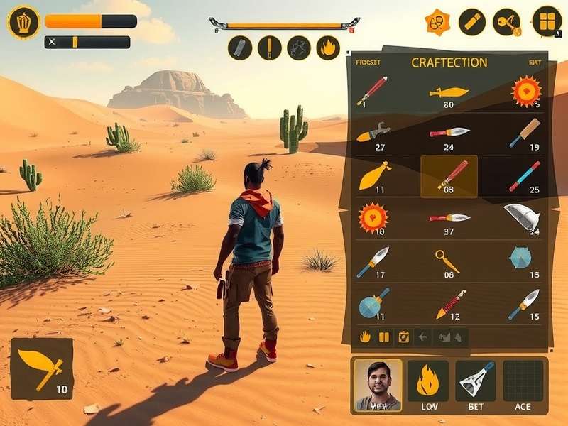 Crafting interface in Indian Sun Survival showing various tools