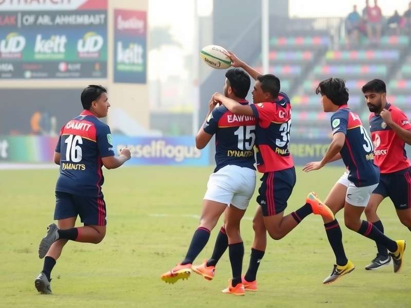 Ahmedabad Rugby Dynamos team celebrating a victory