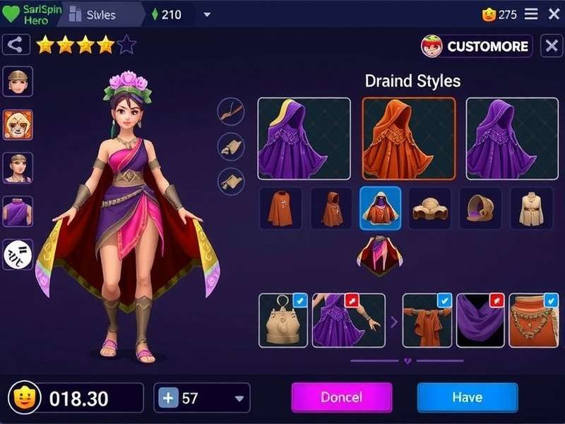 Sari Spin Hero accessory customization screen