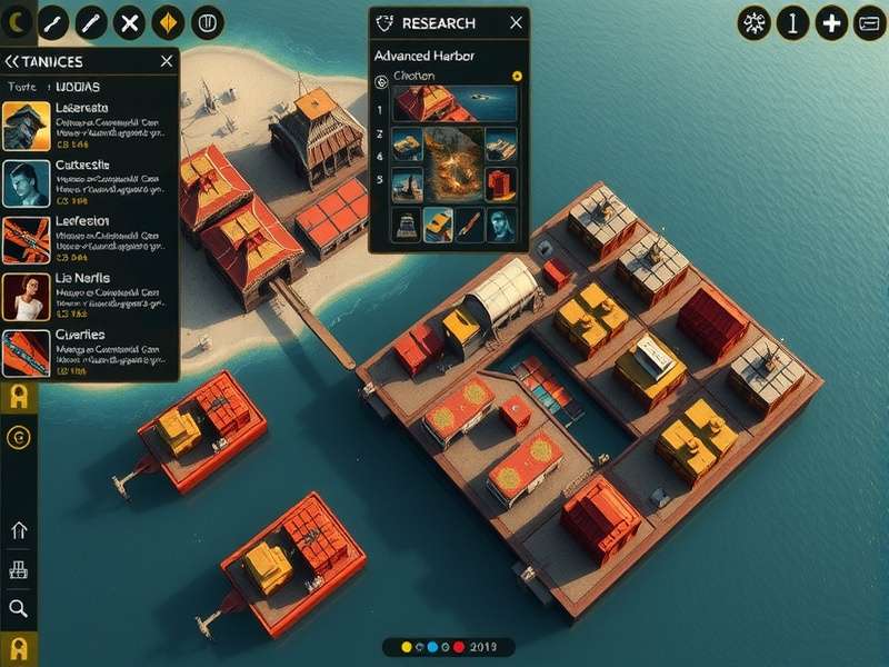 Mangalore Harbor Monarch technology tree interface showing research options