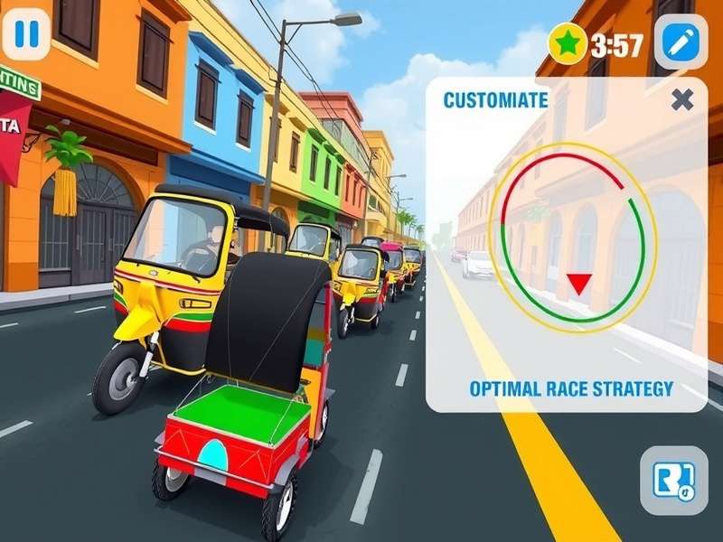 Rickshaw Racer Pro customization screen showing various rickshaw designs