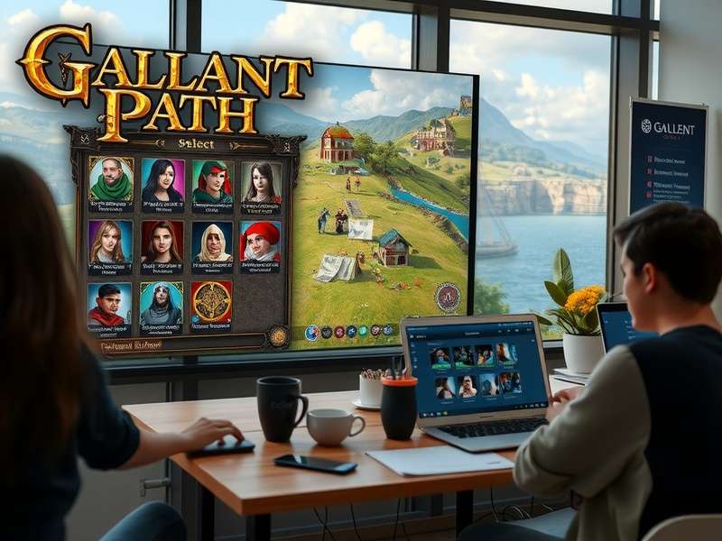 Gallant Path game interface showing character selection and gameplay