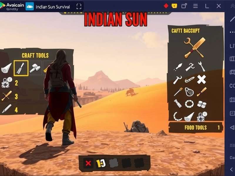 Indian Sun Survival gameplay showing character in desert environment