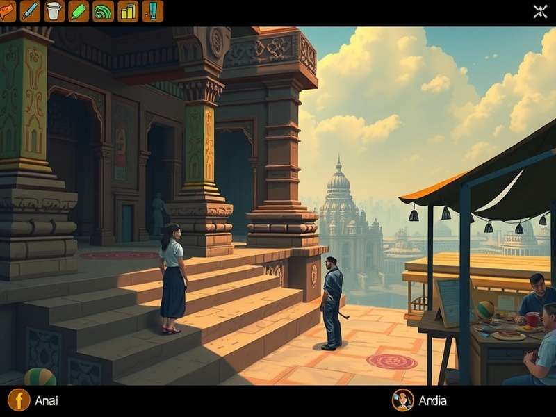 Anise Mystery India character interacting with non-player character in marketplace