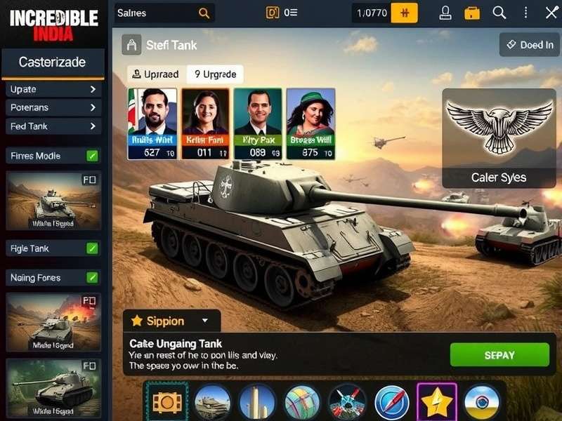 Incredible India Tank showing detailed battlefield with multiple tanks in combat