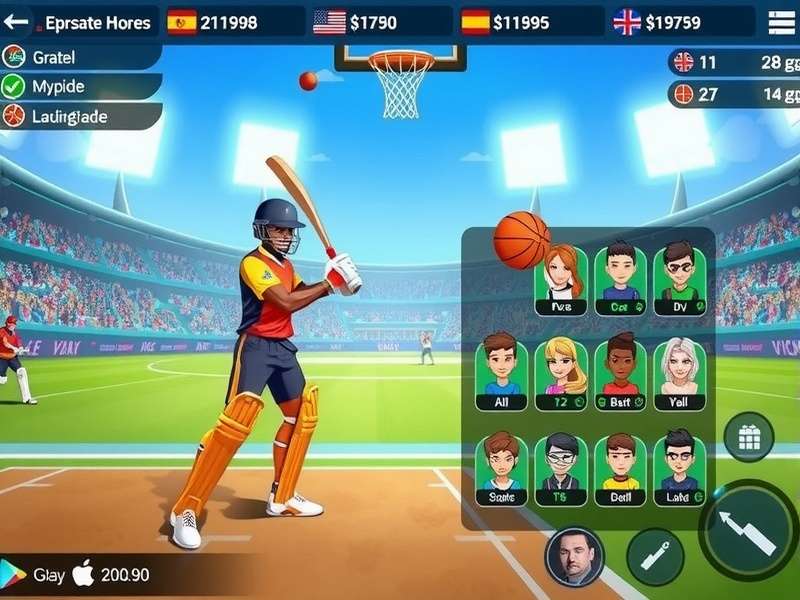 Basket Cricket Dominators gameplay screenshot showing cricket-basketball fusion