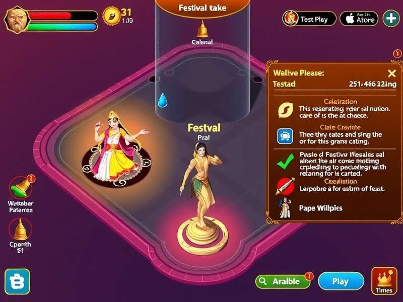 Puja Power Pursuit gameplay screenshot showing festival celebration