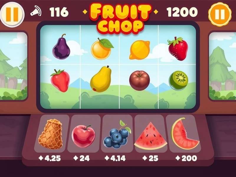 Fruit Chop gameplay screenshot showing various fruits on screen