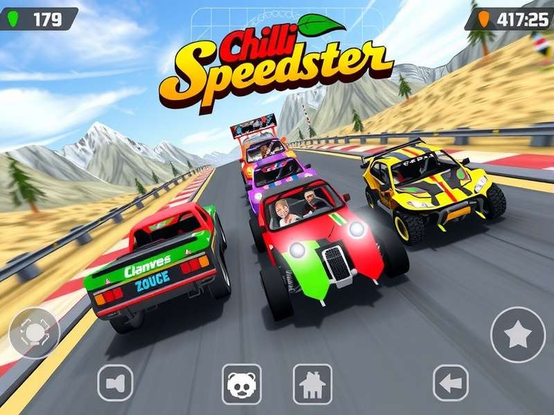 Chili Speedster gameplay screenshot showing colorful racing cars