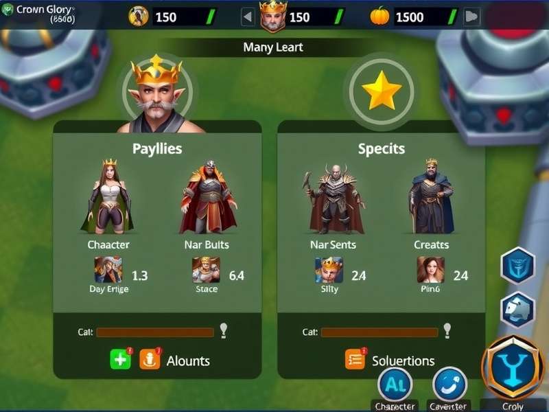 Crown Glory IN gameplay screenshot showing character selection interface