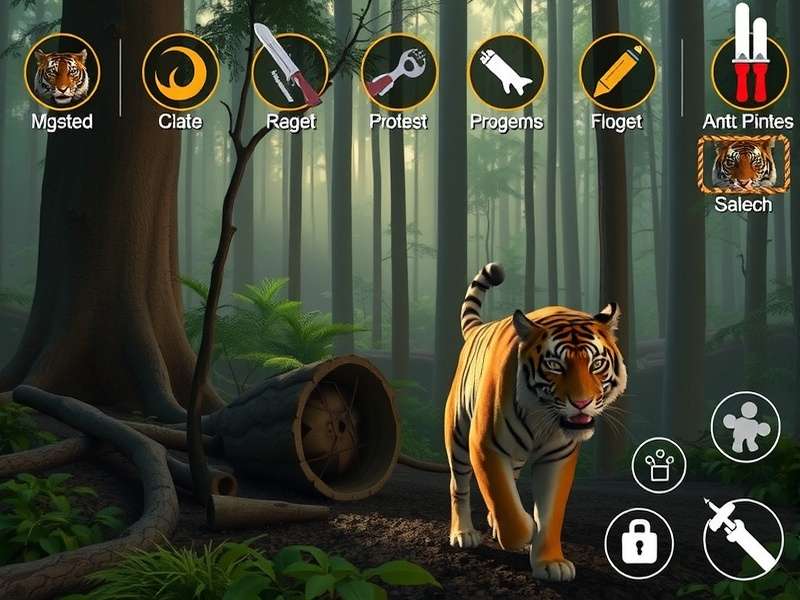 Karnataka Tiger Slayer gameplay screenshot showing forest environment