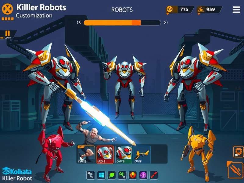 Kolkata Killer Robots customization interface showing various robot parts