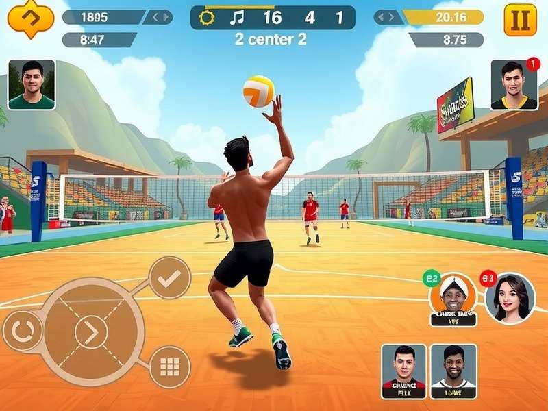 Super Taj Volley Star gameplay screenshot showing intense volleyball action