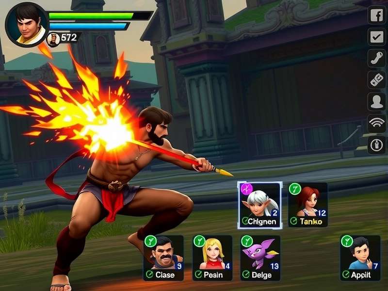 Pawan Kalyan Mighty Warrior gameplay screenshot showing combat sequence