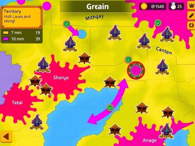 Holi Hues Hustle strategy map showing territory control