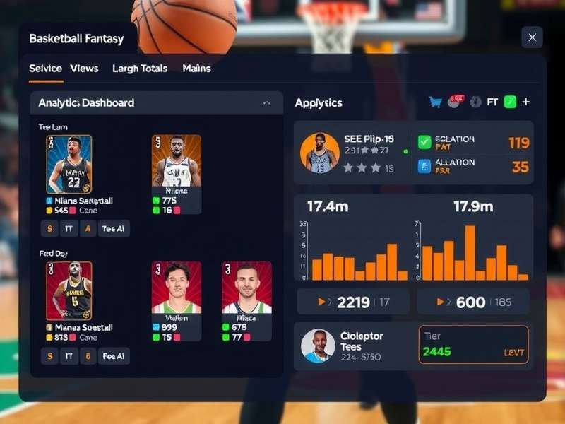Basketball Fantasy team building interface with player cards