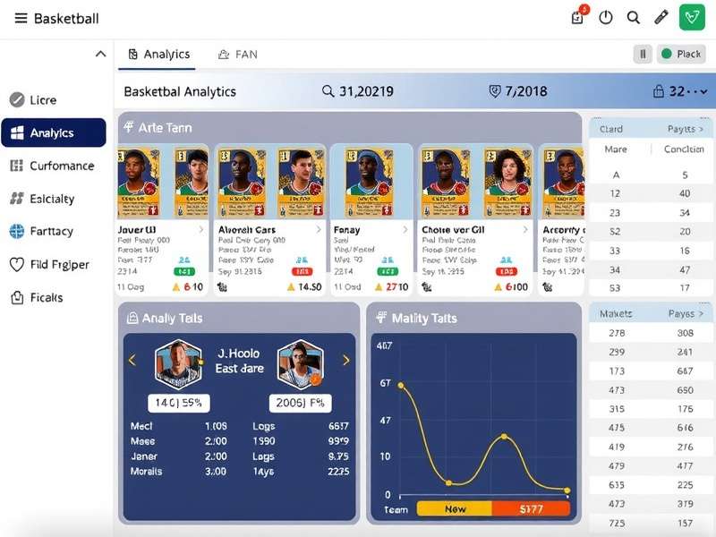 Basketball Fantasy team selection interface showing player statistics