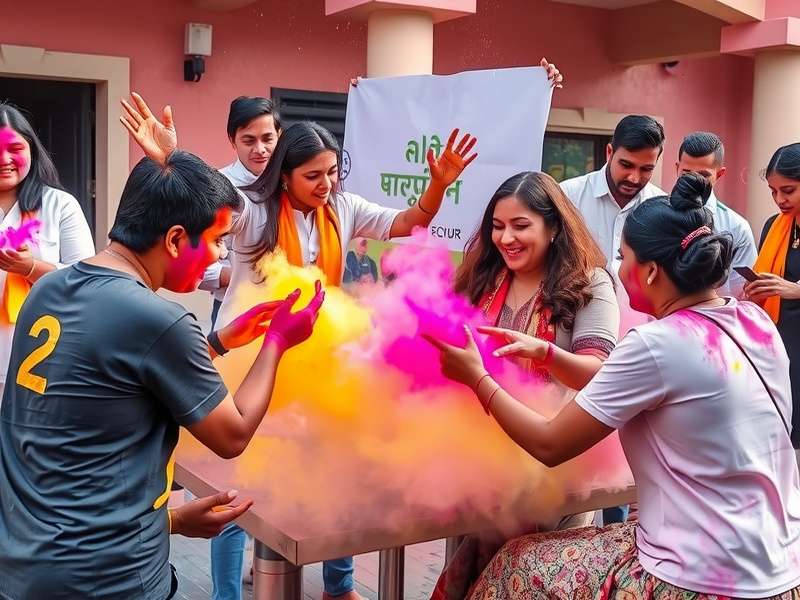 Participants enjoying Holi Dazzle Discovery in groups