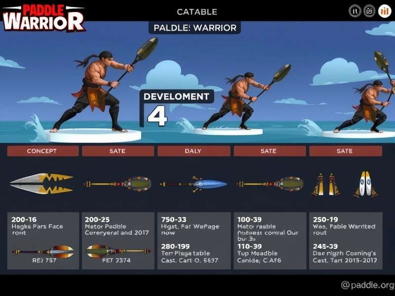 Development timeline of Paddle Warrior Champion from concept to release