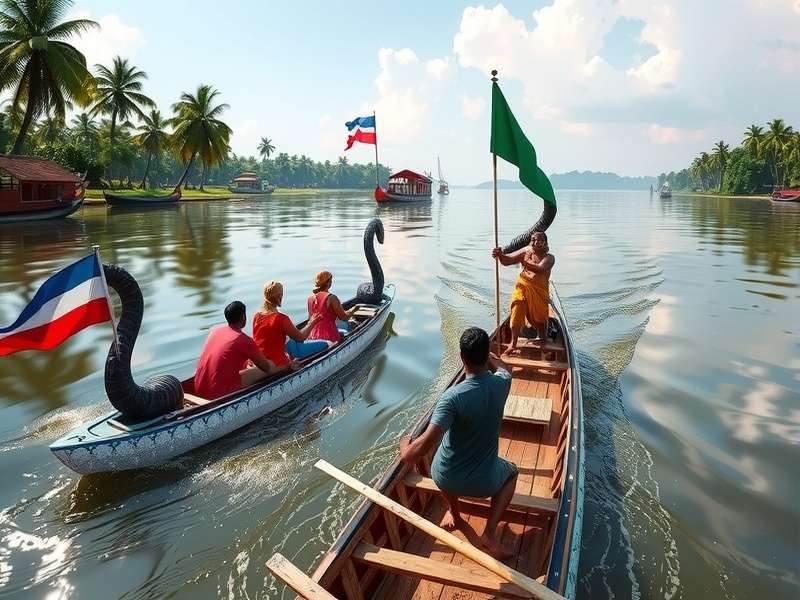 Kerala Waterways Master gameplay showing traditional snake boats racing