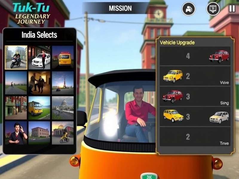 Tuk Tuk Legendary Journey gameplay screenshot showing auto rickshaw in Indian city