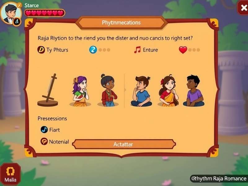 Rhythm Raja Romance character selection screen showing diverse avatars