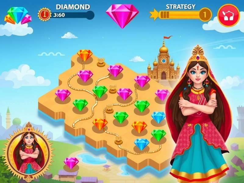 Diamond Dreamland gameplay screenshot showing colorful diamond collection