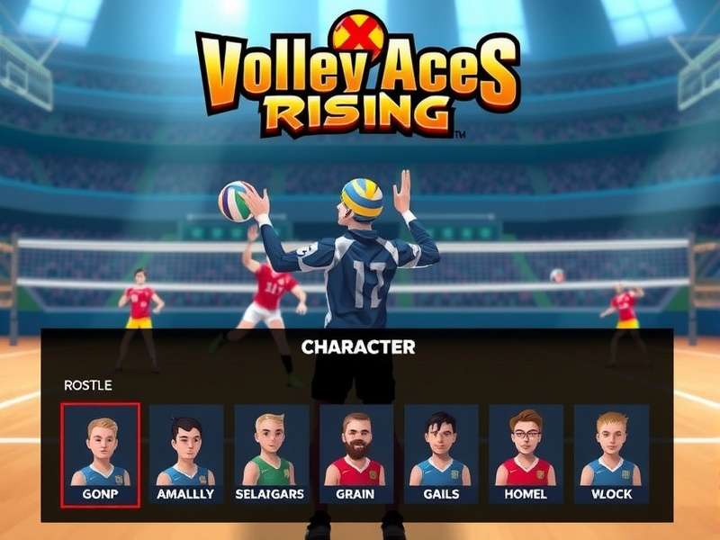 Volley Aces Rising gameplay screenshot showing intense volleyball action