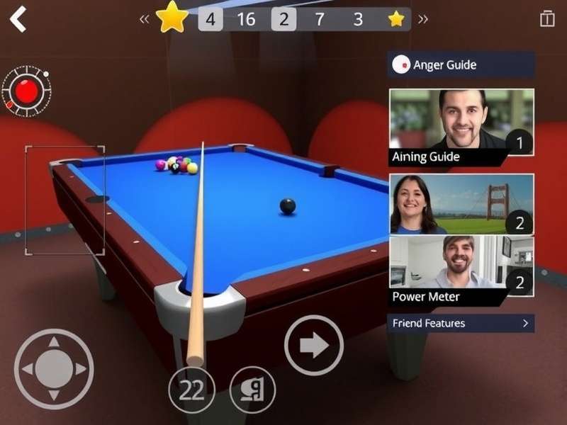 Namaste Pool Star multiplayer interface showing social features and friend challenges