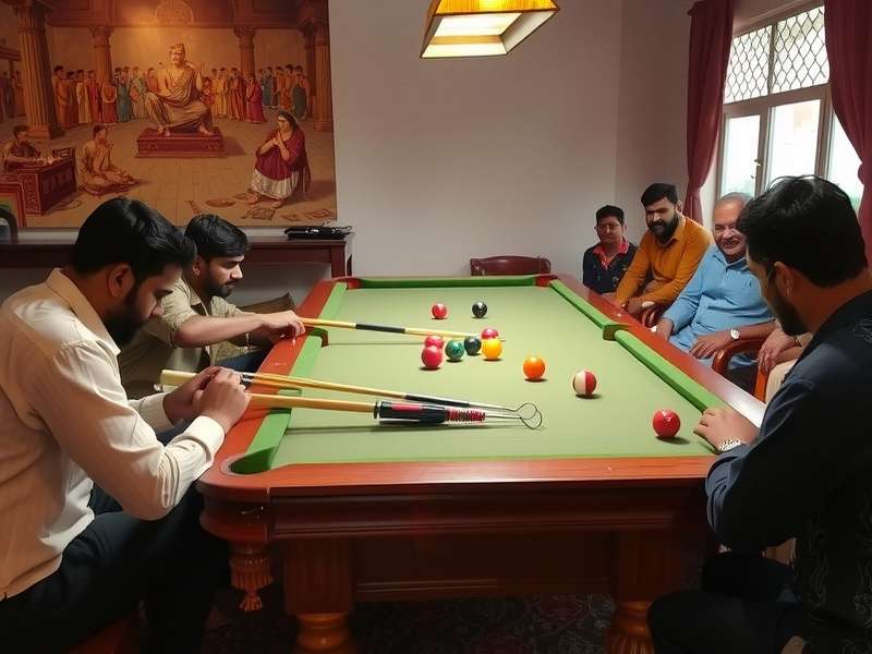 Historical photograph of early Golden Punjab Billiards players