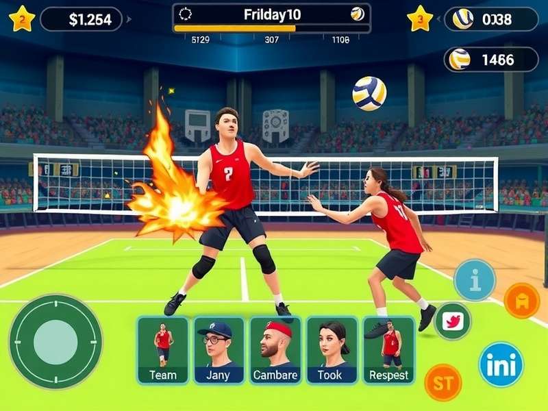 Super Taj Volley Star control interface and player customization