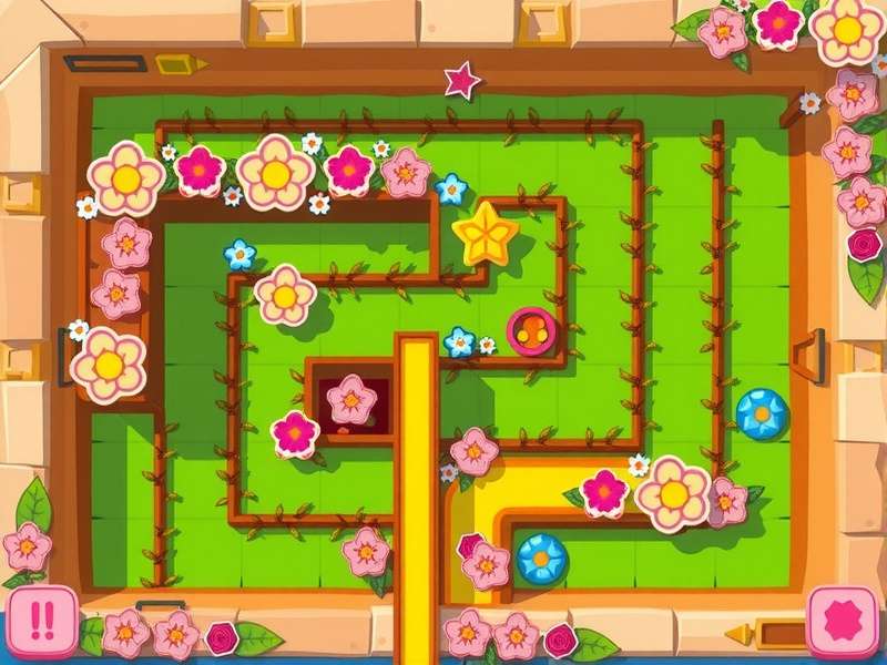 Blossom Maze gameplay showing colorful floral maze