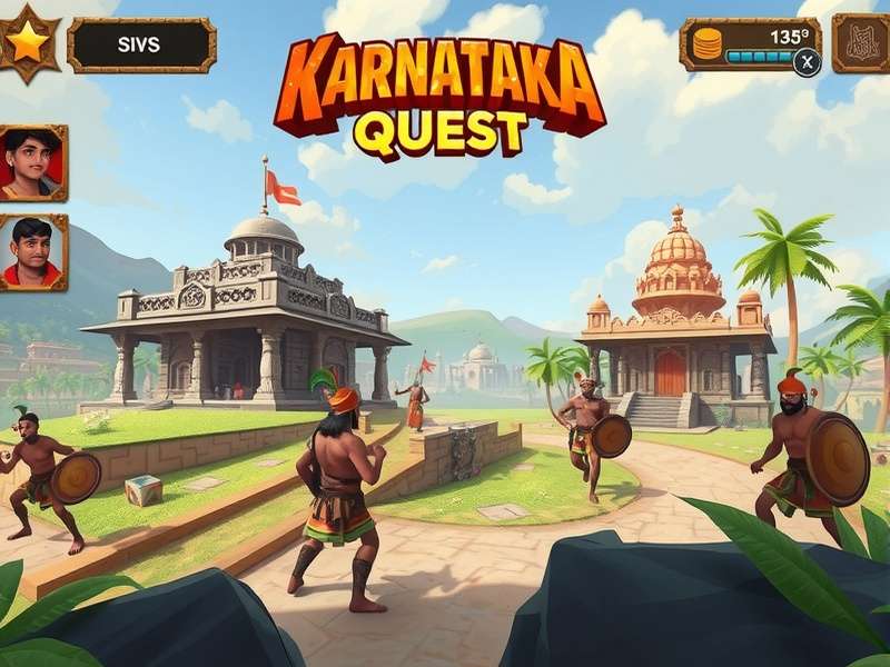 Karnataka Kingdom Quest battle scene with traditional Indian warriors