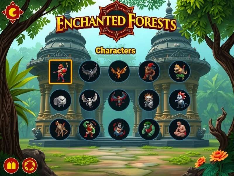 Character selection screen showing diverse mythological beings