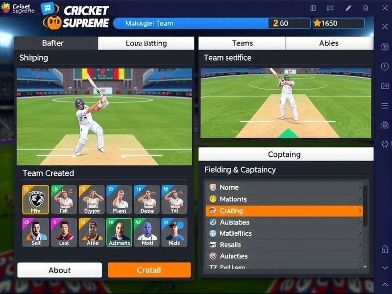 Cricket Blast Supreme customization options showing team creation