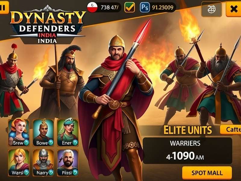 Dynasty Defenders India character roster showing diverse warrior types