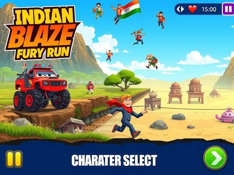 Indian Blaze Fury Run character selection screen showing diverse Indian-inspired characters