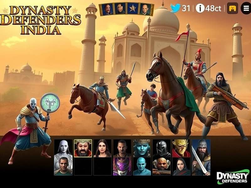 Dynasty Defenders India gameplay screenshot showing historical battle