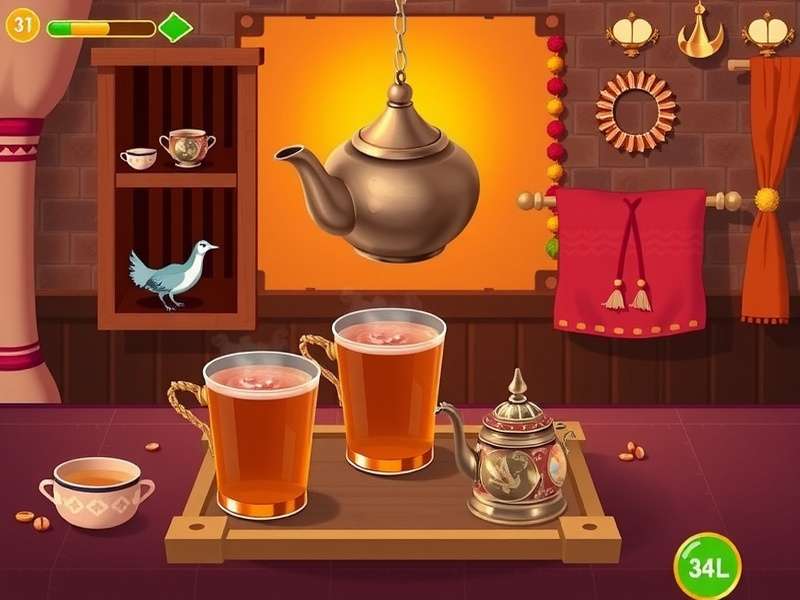 Cultural elements in Chai Magic Journey showing traditional Indian setting