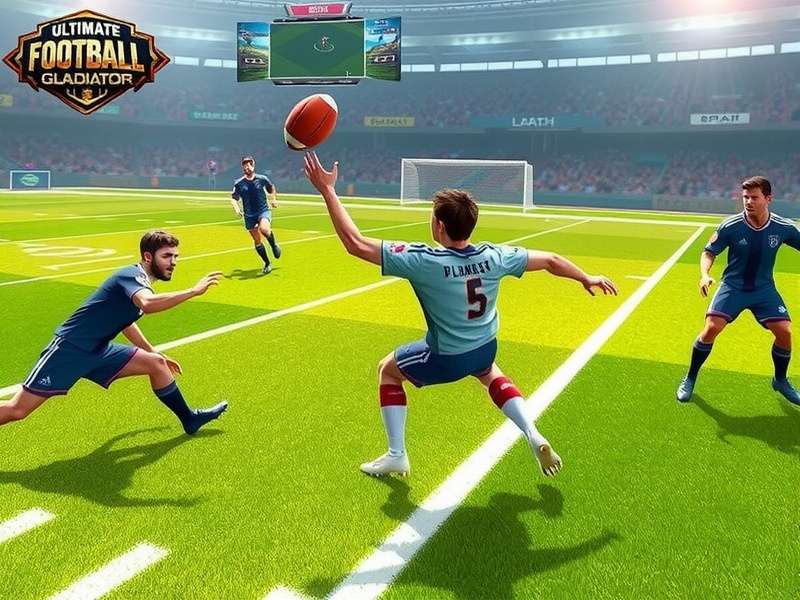 Ultimate Football Gladiator gameplay screenshot showing intense football action