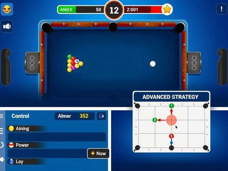 Prodigy Pool Master gameplay interface showing pool table and controls