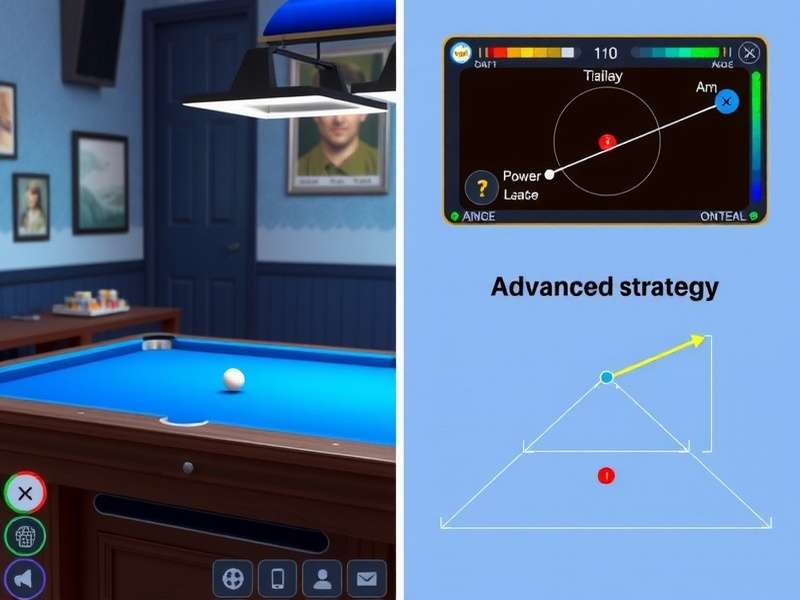 Prodigy Pool Master control interface demonstrating aiming and power adjustment