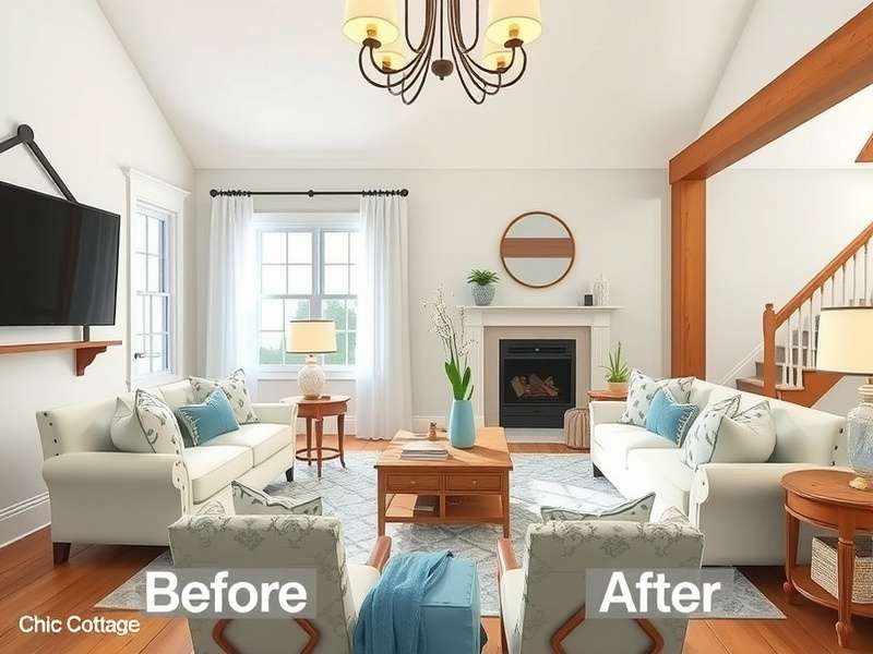 Before and after transformation in Chic Cottage Redesign