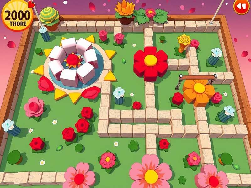 Blossom Maze level showing gameplay mechanics